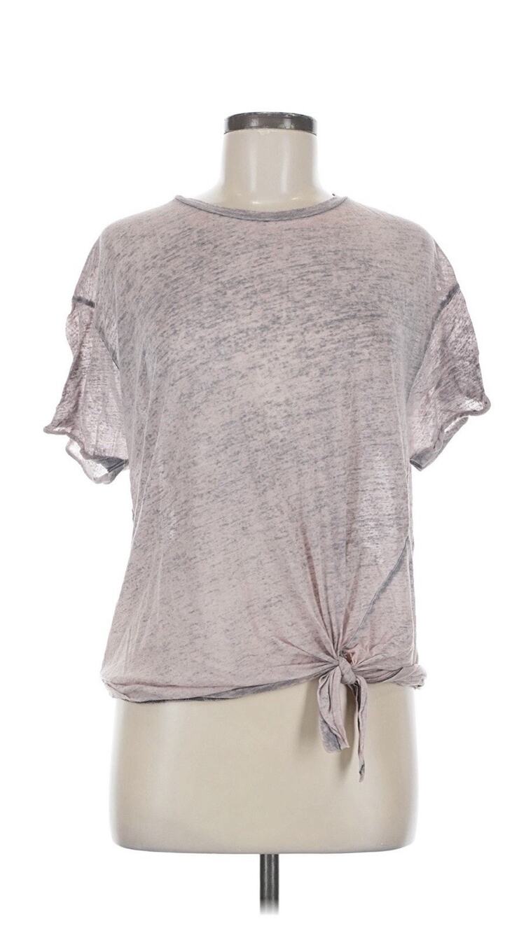 AllSaints Side Tie Short Sleeve Crop Top Women's Dusty Rose LARGE